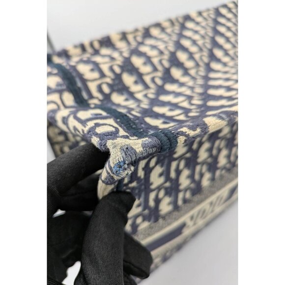 Pre-owned Christian Dior Oblique Embroidery Medium Book Tote Blue - Picture 12 of 12